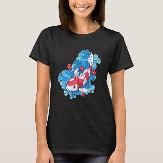 Koi Fish & Flowers Japanse karper T-shirt (Voorkant)