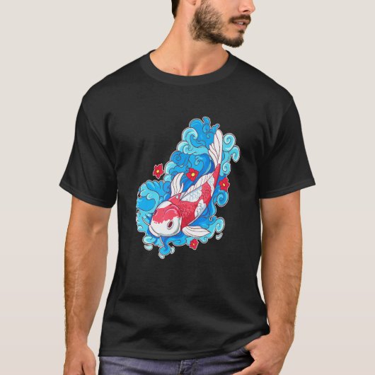 Koi Fish & Flowers Japanse karper T-shirt (Voorkant)
