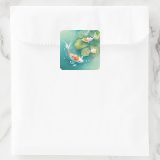 Koi Fish Gentle Symphony Vierkante Sticker (Tas)