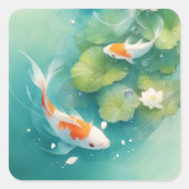Koi Fish Gentle Symphony Vierkante Sticker (Voorkant)