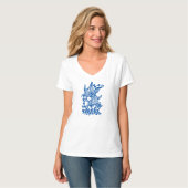 Koi Fish gerekend tot de blauwe bloemen T-shirt (Voorkant volledig)