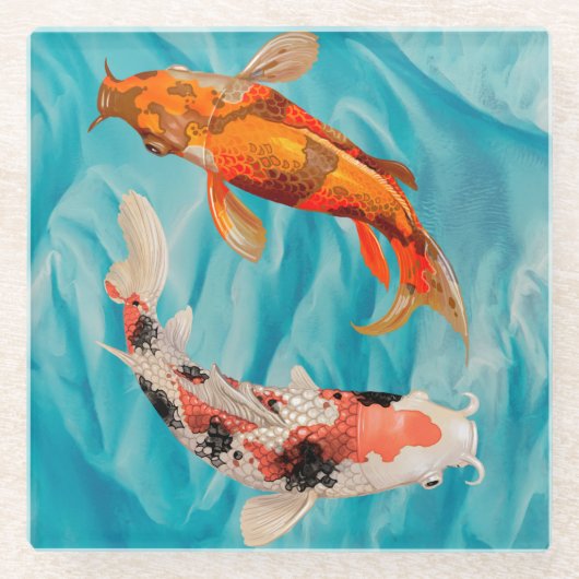 Koi Fish Glazen Onderzetter (Voorkant)
