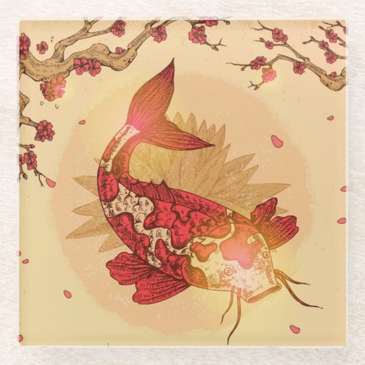 Koi Fish Glazen Onderzetter (Voorkant)