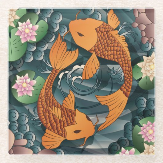 Koi Fish Glazen Onderzetter (Voorkant)
