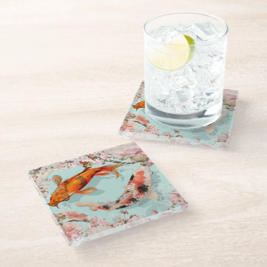 Koi Fish Glazen Onderzetter (Schuin)