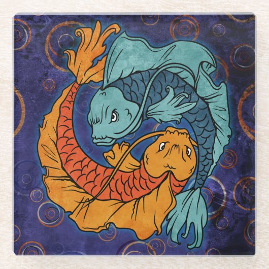 Koi Fish Glazen Onderzetter (Voorkant)