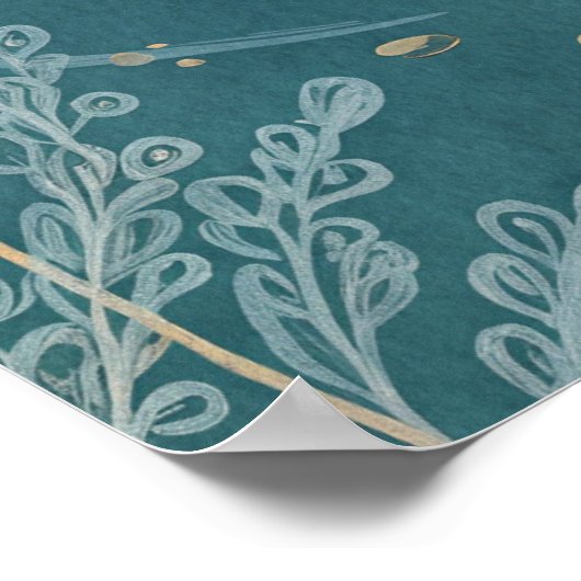 Koi Fish Golden Leaves Poster (Hoek)