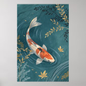 Koi Fish Golden Leaves Poster (Voorkant)