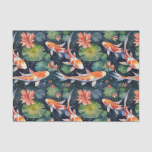 Koi Fish Green Lily Pads Vijver Decoupage Tissuepapier