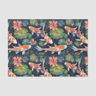 Koi Fish Green Lily Pads Vijver Decoupage Tissuepapier