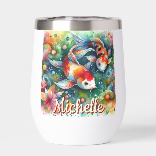 Koi Fish grillige Waterverf gepersonaliseerd (Achterkant)