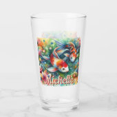 Koi Fish grillige Waterverf gepersonaliseerd Glas (Achterkant)