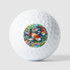 Koi Fish grillige Waterverf gepersonaliseerd Golfballen