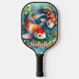 Koi Fish grillige Waterverf gepersonaliseerd Pickleball Paddle