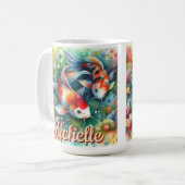 Koi Fish grillige Waterverf Sinaasappel gepersonal Koffiemok (Voorkant links)