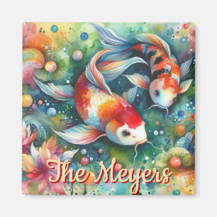 Koi Fish grillige Waterverf Sinaasappel gepersonal Magneet