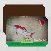 Koi Fish & Happy Nieuwjaar! Kaart/20XX Feestdagenkaart (Voorkant / Achterkant)