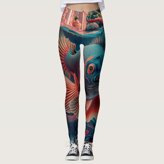 "Koi Fish Harmony" Leggings! Leggings (Voorkant)