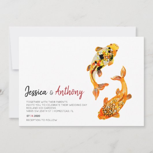 Koi Fish Huwelijksuitnodiging Kaart (Voorkant)