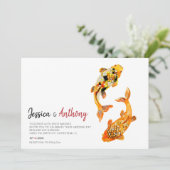 Koi Fish Huwelijksuitnodiging Kaart (Staand voorkant)