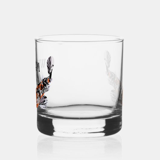 Koi Fish Illustratie in Sinaasappel Gepersonalisee Whisky Glas (Links)