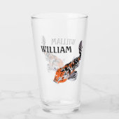 Koi Fish Illustration Oranje and Blue Personalized Glas (Achterkant)