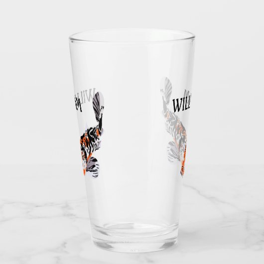 Koi Fish Illustration Oranje and Blue Personalized Glas (Links)