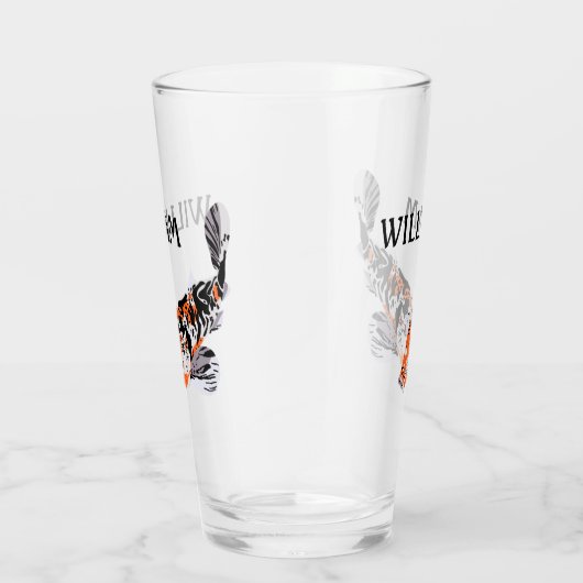 Koi Fish Illustration Oranje and Blue Personalized Glas (Rechts)