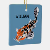 Koi Fish Illustration Oranje and Blue Personalized Keramisch Ornament (Rechts)