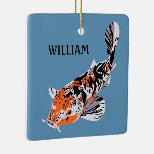 Koi Fish Illustration Oranje and Blue Personalized Keramisch Ornament (Rechts)