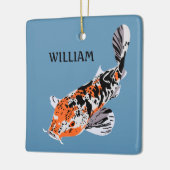 Koi Fish Illustration Oranje and Blue Personalized Keramisch Ornament (Links)