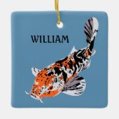 Koi Fish Illustration Oranje and Blue Personalized Keramisch Ornament (Voorkant)