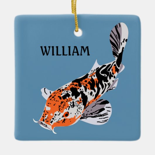 Koi Fish Illustration Oranje and Blue Personalized Keramisch Ornament (Voorkant)