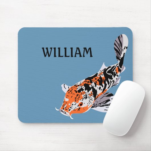 Koi Fish Illustration Oranje and Blue Personalized Muismat (Met muis)