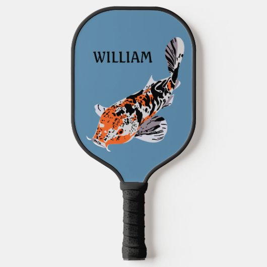 Koi Fish Illustration Oranje and Blue Personalized Pickleball Paddle (Voorkant)