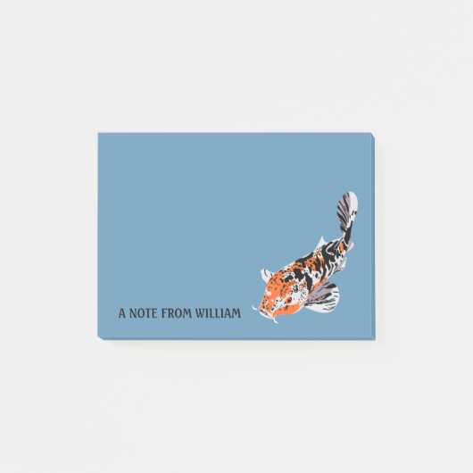 Koi Fish Illustration Oranje and Blue Personalized Post-it® Notes (Voorkant)