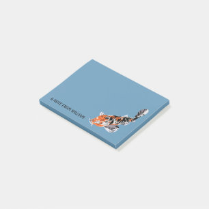 Koi Fish Illustration Oranje and Blue Personalized Post-it® Notes