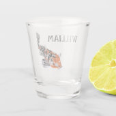 Koi Fish Illustration Oranje and Blue Personalized Shot Glas (Achterkant)
