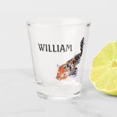 Koi Fish Illustration Oranje and Blue Personalized Shot Glas (Voorkant)