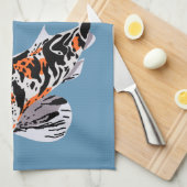 Koi Fish Illustration Oranje and Blue Personalized Theedoek (Quarter Fold)