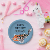 Koi Fish Illustration Oranje, Blue Birthday Party Papieren Bordje (Feest)