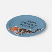 Koi Fish Illustration Oranje, Blue Birthday Party Papieren Bordje (Gekanteld)