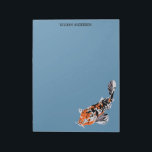 Koi Fish Illustration Stationery, Writing Paper Notitieblok<br><div class="desc">Voeg een naam toe aan deze schrijfpapieren tablet aan creëer een gepersonaliseerd cadeau dat perfect is voor iedereen die graag ontspannen is door hun koi-vijver. Deze kantoorbenodigdheden zijn voorzien van een realistisch stijlvoorbeeld van een koivis of sierkarper in witte, oranje en zwarte letters tegen een lichtblauwe achtergrond met bovenaan een...</div>