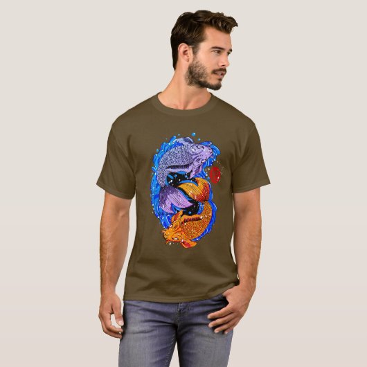 Koi Fish Illustration T Shirt Design (Voorkant volledig)