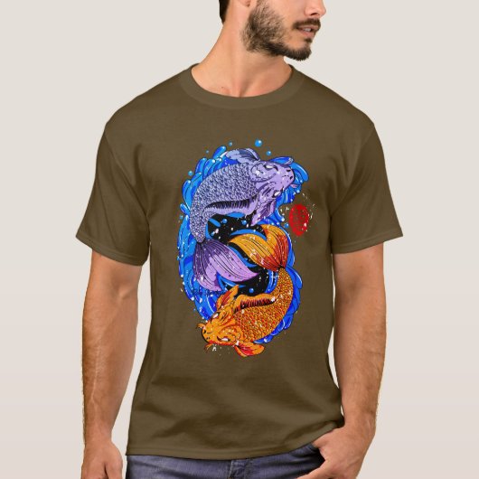 Koi Fish Illustration T Shirt Design (Voorkant)