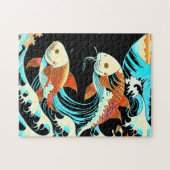 Koi Fish in a Great Wave Comic Book Style  Legpuzzel (Horizontaal)