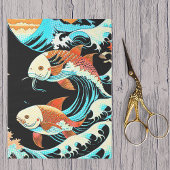 Koi Fish in a Great Wave Comic Book Style Tissuepapier