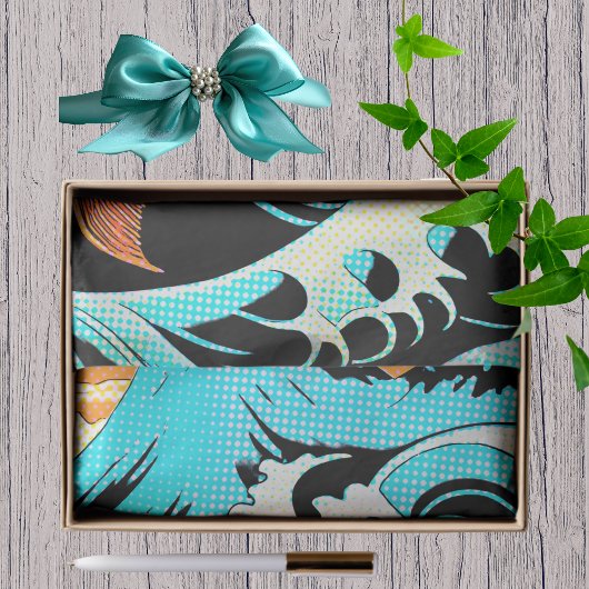 Koi Fish in a Great Wave Comic Book Style  Tissuepapier