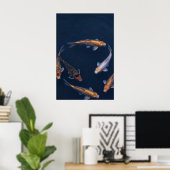 Koi Fish in Deep Blue Water Zen Poster (Thuiskantoor)