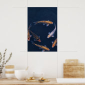 Koi Fish in Deep Blue Water Zen Poster (Keuken)